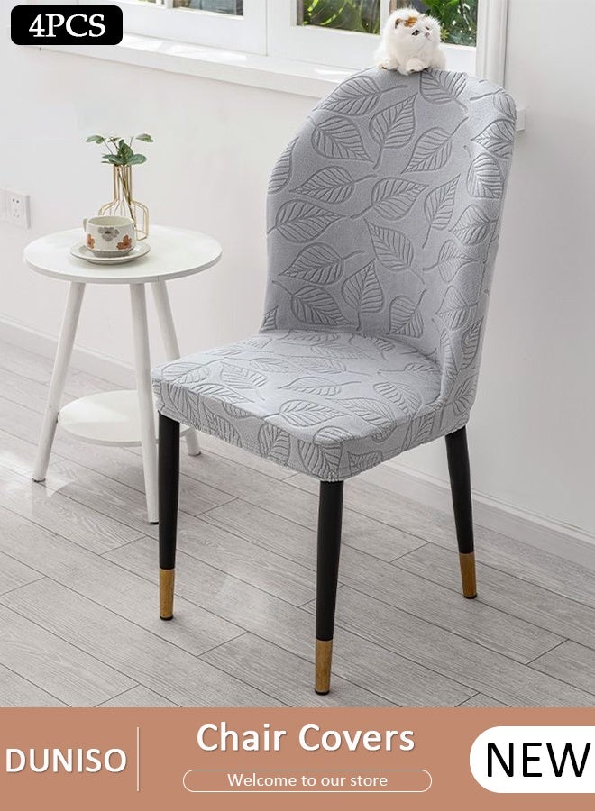 DUNISO 4 Packs Chair Covers, Stretch Jacquard Dining Chair Slipcovers, Removable Washable Chair Protector, Elastic Chair Protector Seat Covers for Hotel Dining Room Ceremony Banquet Wedding Party - Image 1